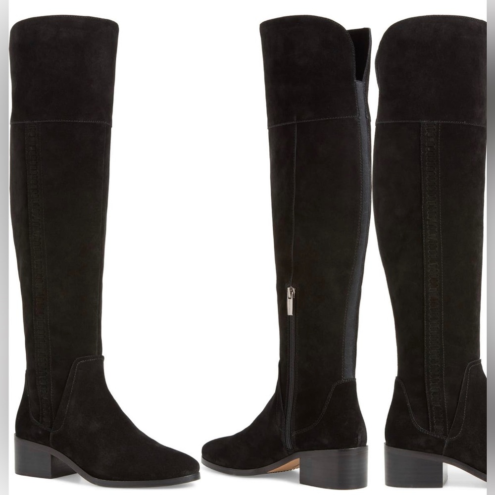 Vince Camuto Over the Knee Suede Black Boots 8.5